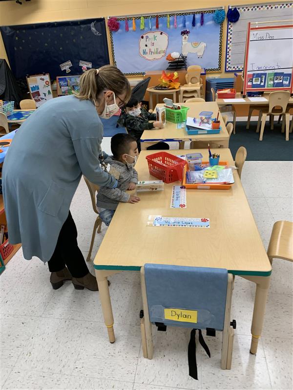 Working in class with Ms. Keller.